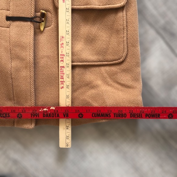 Vintage LL Bean Tan Wool Hooded Toggle Insulated Coat Size Small - Picture 10 of 12